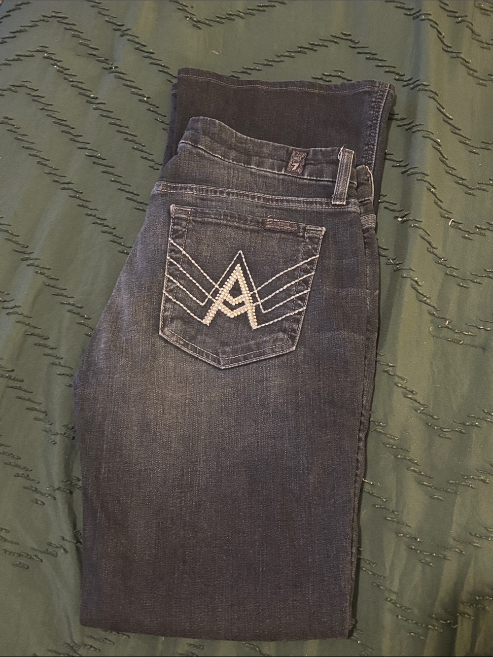 Seven7 Dark Indigo Stretch Jeggings with Embroidered Back Pocket